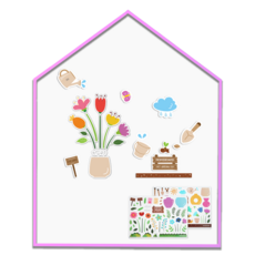 맘스보드 큐브 하우스 자석학습보드 + 가드닝 자석놀이 완구 세트, 하트 핑크 + 밀키화이트(보드), 1개