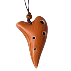 JK 初學者用 6孔 高音C調 高音迷你陶笛 可折疊蠟繩 + 單頁樂譜套組, 1套, 淺棕色, 單一商品