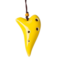 JK 初學者用 6孔 高音C調 高音迷你陶笛 可折疊蠟繩 + 單頁樂譜套組, 1套, 黃色, 單一商品