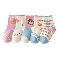 하라로이 아동용 애플파이 양말 5종 세트