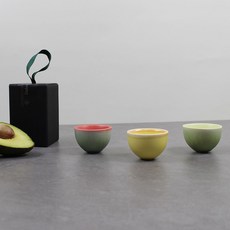 月鹽 陶瓷水果酒杯3件組, 檸檬, 酪梨, 西瓜, 1套