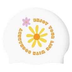 SOGNAREBY 成人可愛花朵矽膠泳帽, 1個, 白色