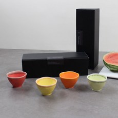 Dalsogeum 陶瓷水果花瓣酒杯4件組, 1套, 檸檬, 柳橙, 酪梨, 西瓜