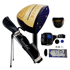 Matsui Golf 男用右手 Kaiser 4星公園高爾夫球桿 + 黑色支架袋 + 腰包 + 球 + 桿頭套 + 球座 + 球標 全套組, KP-04
