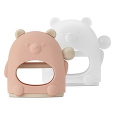 마더케이 실리콘 2in1 글러브 손목 치발기 2종 세트, 단품, 핑크크림 + 클리어, 1세트