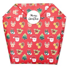 聖誕節禮物包裝袋 10入 + 手寫貼紙 10入 組, 紅色(包裝袋), 1套