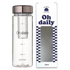 Tritan濾茶隨身水瓶, 1個, 500ml, 黑色