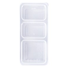 사각 3칸 반찬용기 투명 + 뚜껑 세트, 50세트, 1개입
