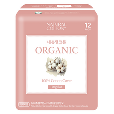 Natural Cotton 經典超薄衛生棉, 中型(245mm), 12片, 1包