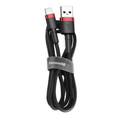 Baseus 倍思 Cafule系列 USB對8pin快充傳輸線 2.4A, 1m, 黑色 + 紅色, 1條