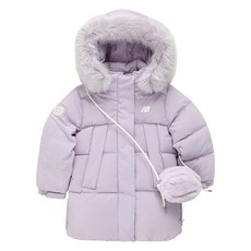 New Balance Kids 女童款柔軟毛領連帽中長版鴨絨外套+斜背包組