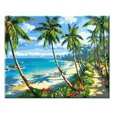 Momofix Painting DIY 名畫繪製 40 x 50 cm, J53 椰子樹海灘, 1個