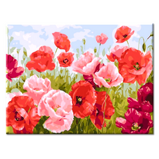 모모픽스페인팅 DIY 명화 그리기 60 x 75 cm, WK07 분홍 양귀비 들판, 1개