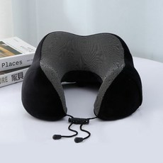 쿨쿨조이 U자 메모리폼 휴대용 목쿠션 세트, 블랙