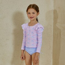 Le Motif 女童蝴蝶結格紋兩件式泳衣