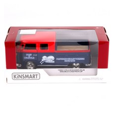 KiNSMART 1963 福斯 雙蓋皮卡貨車 可動玩具 KT5396, 紅色, 1個