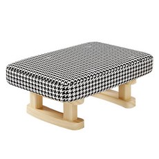 다퍼남 원목 패브릭 스툴 발받침대, 체크