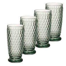 Villeroy&Boch 菱格壓紋啤酒杯, 綠色, 4個