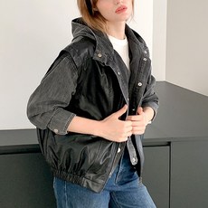 VAN AKE 女款皮革拉鍊背心