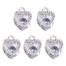 마다꾸미 크리스탈 목걸이 팬던트 목걸이 우정 팔찌 만들기, 24 하트 실버, 5개