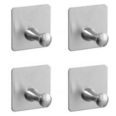 라운드 헤드형 스틸 후크, 4개, 실버