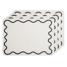 마켓피오 화이트 물결라인 테이블 매트, 타입 1, 4개, 45 x 30 cm