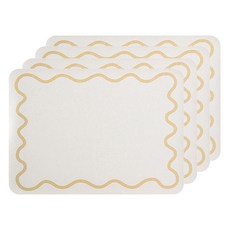 마켓피오 화이트 물결라인 테이블 매트, 타입 2, 4개, 45 x 30 cm