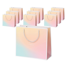 Hugoing 漸層長方形紙質購物袋, 10個, 混合顏色