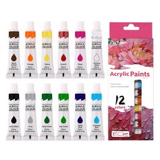 신보웬 아크릴페인트 물감 세트, 9ml, 12색