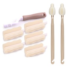 MPL 補充型奶瓶清潔刷 + 泡棉5入 + 奶嘴刷2入組, 1套, 米色