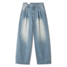 M.N.C 男款刷色水洗雙褶寬版牛仔褲 MDIP592JM