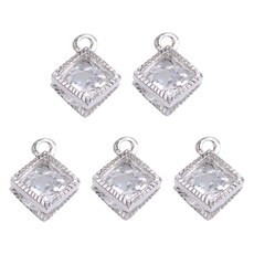 마다꾸미 크리스탈 목걸이 팬던트 목걸이 우정 팔찌 만들기 32 사각, 실버, 5개