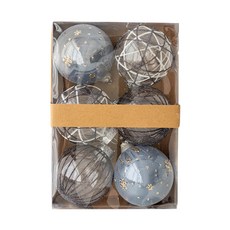 Time Leisure 繽紛聖誕彩球配件掛飾禮盒 8cm/6個/盒, 藍色, 1盒