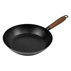 QUEEN SENSE Cast系列木質單柄不沾鑄鐵深型平底鍋 IH感應爐適用, 24cm, 1個