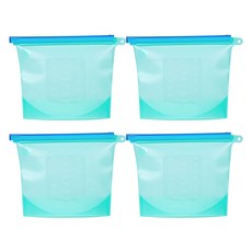 inbloom 矽膠拉鍊袋 冰箱收納容器 1.5L 藍色, 4個, FREE(one size), 1入