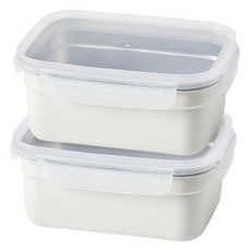 스틸웍스 스태커블 스테인리스 밀폐용기 직사각 화이트 1.13L, 2개, 단품