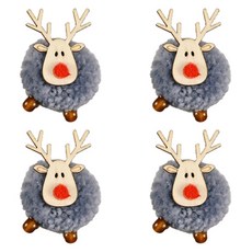 Homeflow 聖誕樹裝飾 毛球魯道夫, 4個, 灰色