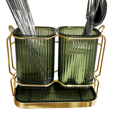 THE ZAKKA 簡單方形 2 孔可瀝乾餐具容器 均碼, 1個