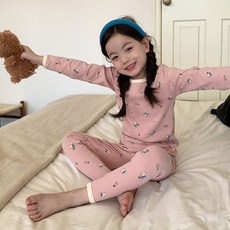 하라로이 아동용 블루베어 긴팔 보온 실내복 상하의 세트