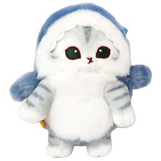 mofusand 鯖魚貓 鯊魚裝 包包吊飾 娃娃, 1個, 13cm, 混色