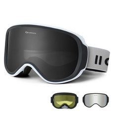 오클랜즈 M9 스키고글 스노우고글 보드고글 렌즈 3종 세트, 화이트프레임 + 블랙 + 실버미러 + 옐로우, 1세트