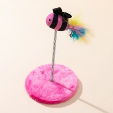 캣츠드림 고양이 원판 스프링 깃털 물고기 장난감 00060, 핑크, 1개