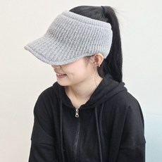 漢斯帽子 女款開放式冬季針織網球帽, 灰色, 1個