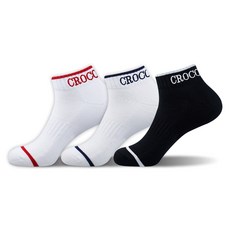 Crocodile 鱷魚 男士運動氣墊舒適短襪組 CD208, 紅色 + 海軍藍 + 黑色, 3個