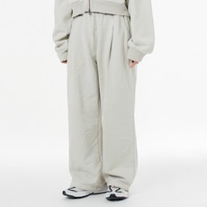 모즈모즈 테리 기모 피그먼트 와이드 원턱 스트링 보온 트레이닝 팬츠