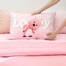 賤萌Loopy 棉莫代爾枕頭套 + 超細纖維枕芯套組, 1套, LOGO