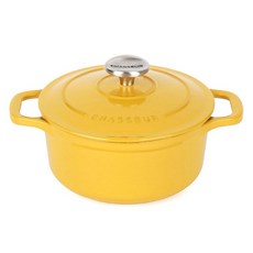 CHASSEUR 圓形琺瑯鑄鐵鍋, 黃色, 24cm, 1個