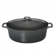 CHASSEUR 橢圓形琺瑯鑄鐵鍋, 27cm, 1個, 魚子醬灰