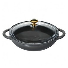 CHASSEUR 迷你琺瑯雙耳炒鍋 淺灰色+玻璃鍋蓋組, 18cm, 1組