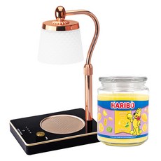 HARIBO 大罐香氛蠟燭 + 可調亮度高度浪漫情調融蠟燈套組, 黑色(融蠟燈), 檸檬水果